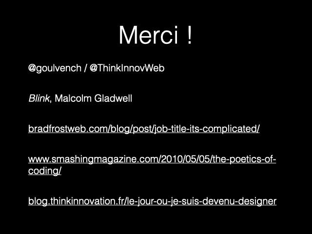 Merci, ainsi qu'une liste des liens évoqués