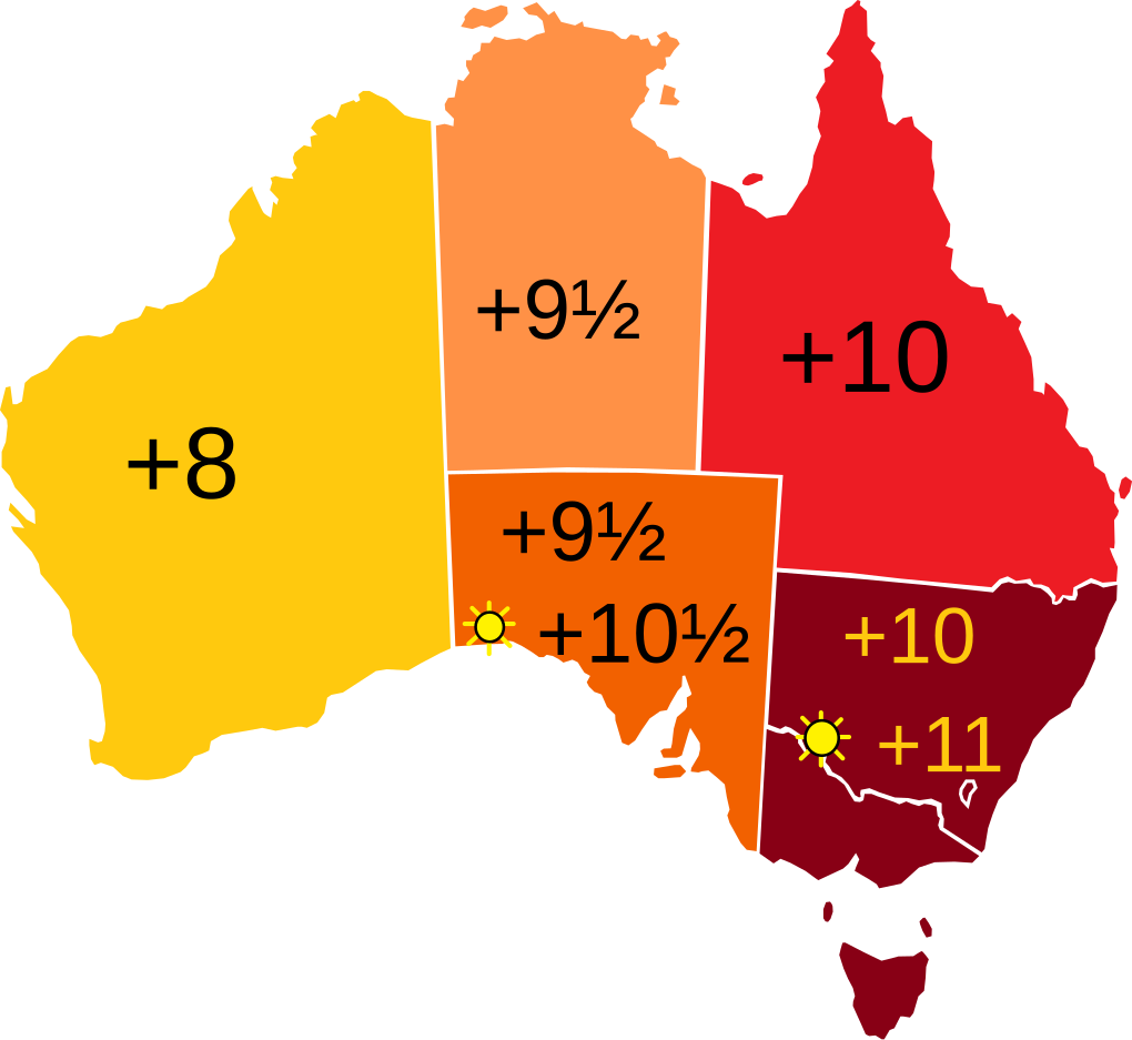 Les 5 fuseaux horaires d'Australie